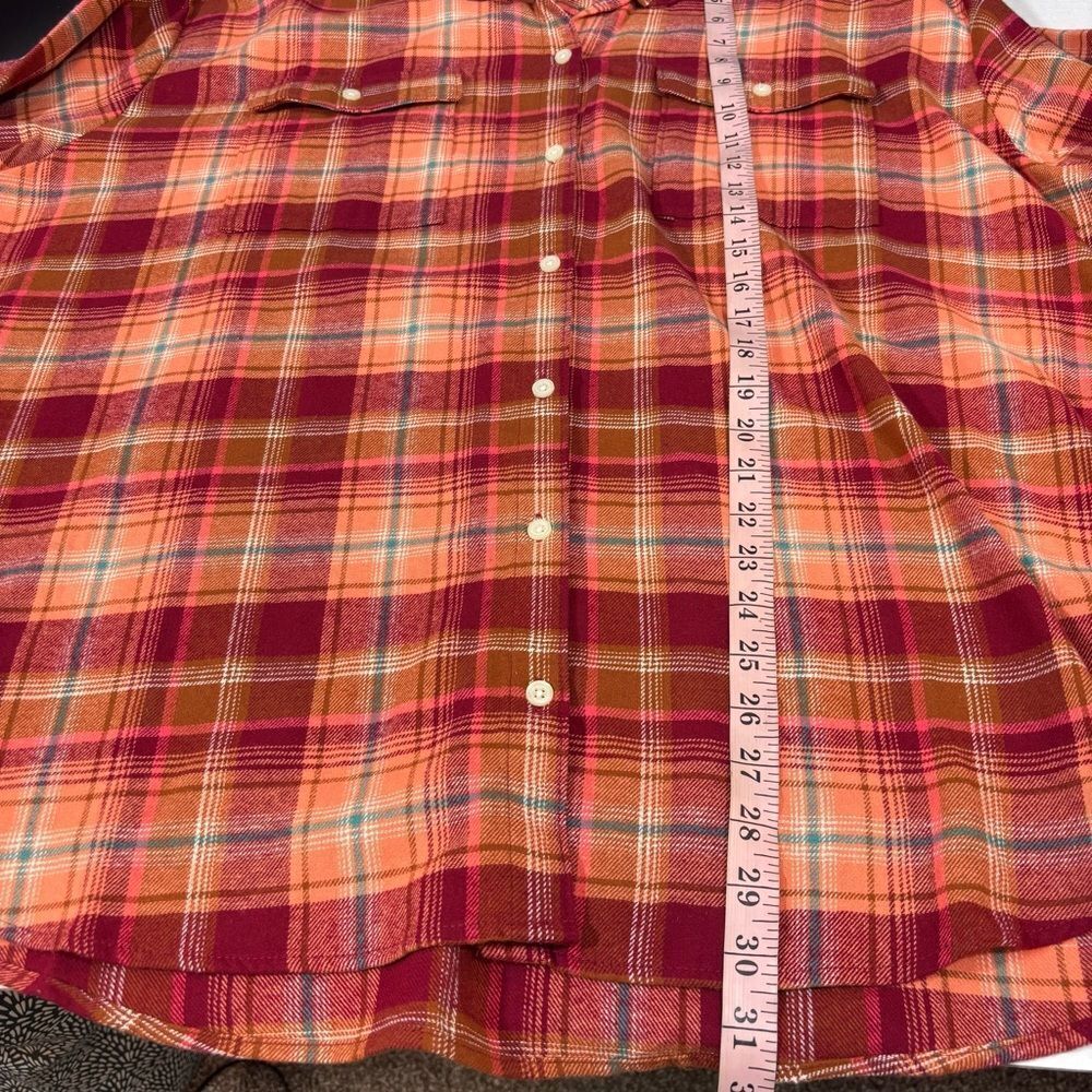 Old Navy Orange Red Long-Sleeve Tunic Boyfriend Plaid Flannel Shirt NWT 2X - Picture 16 of 16